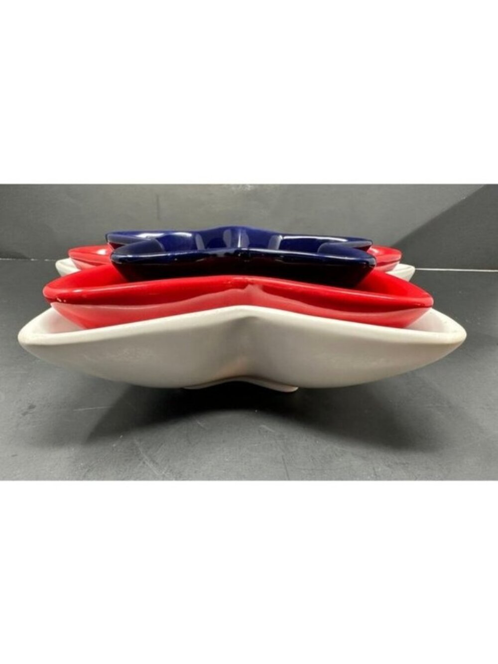 3 PIER 1 STAR SHAPED NESTING SERVING BOWLS Red White Blue Patriotic July 4th HTF - Picture 13 of 15
